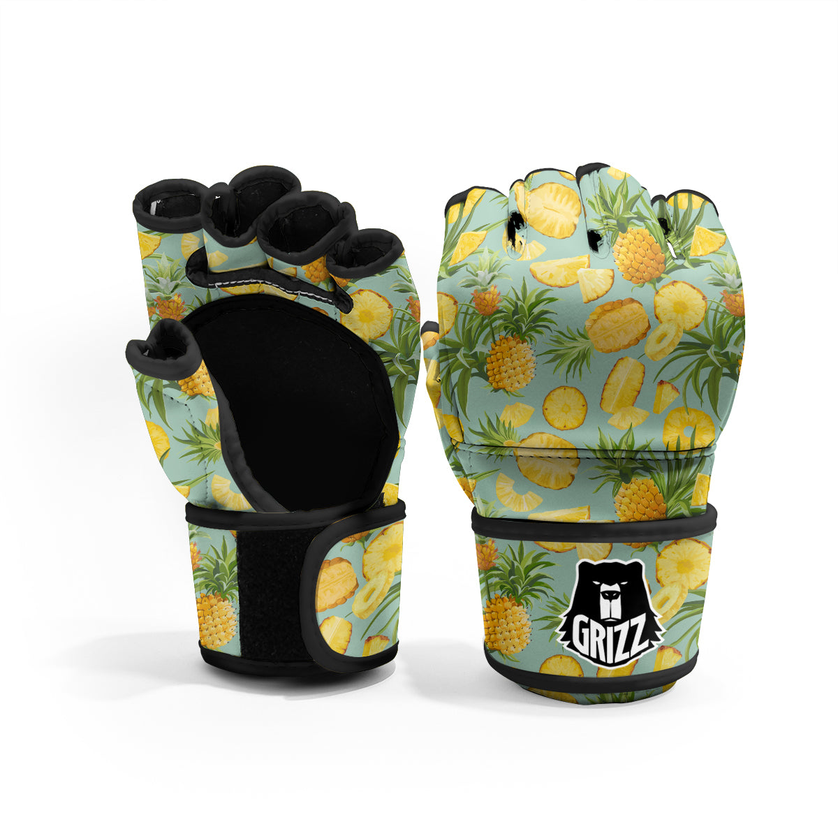 Pineapple Watercolor Print Pattern MMA Gloves-grizzshop