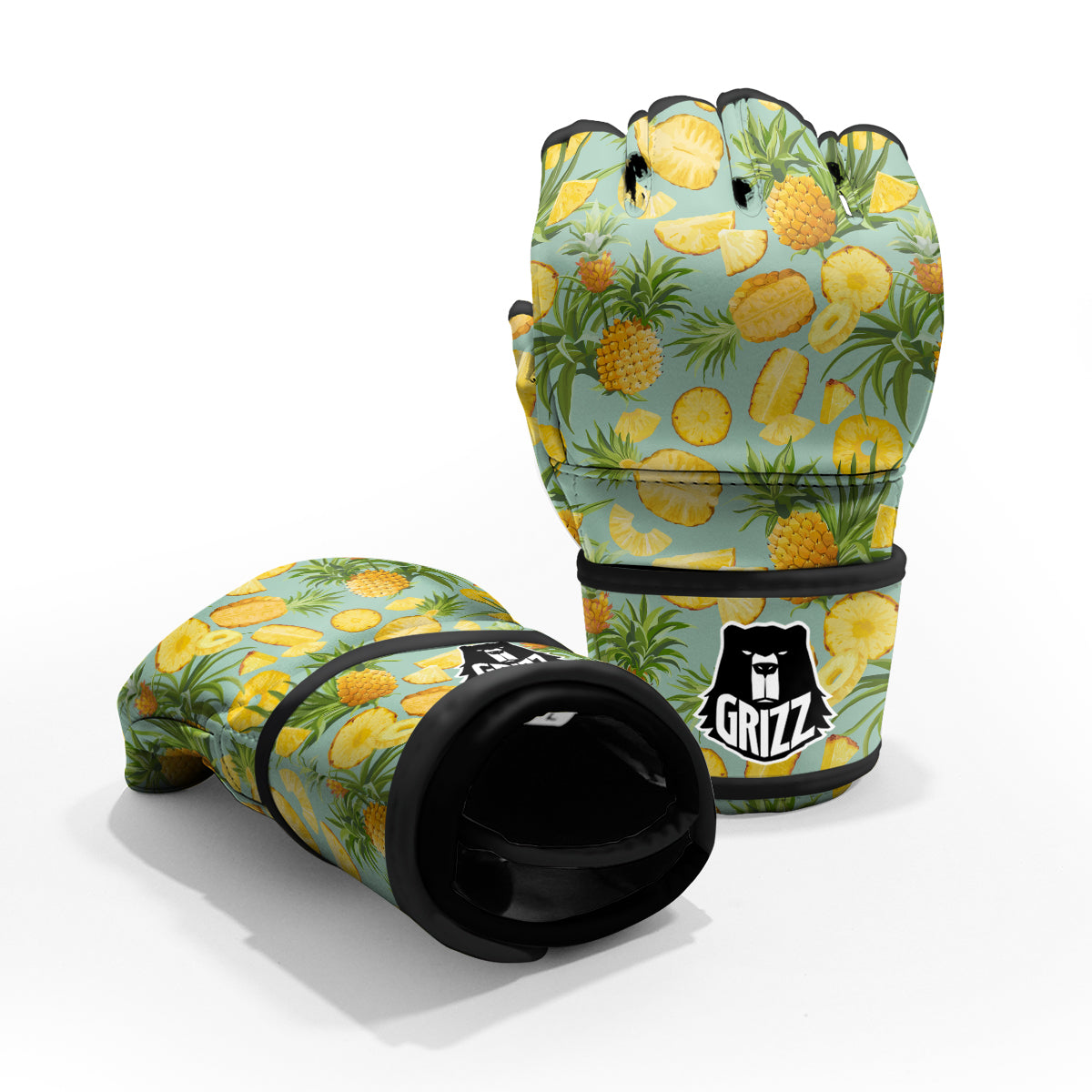 Pineapple Watercolor Print Pattern MMA Gloves-grizzshop
