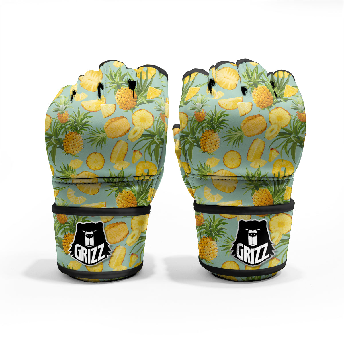 Pineapple Watercolor Print Pattern MMA Gloves-grizzshop