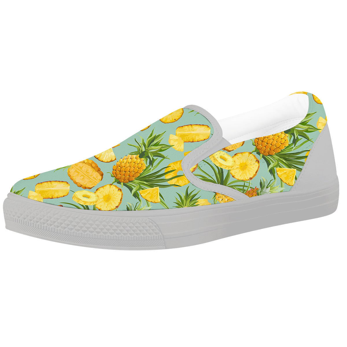Pineapple Watercolor Print Pattern White Slip On Shoes-grizzshop