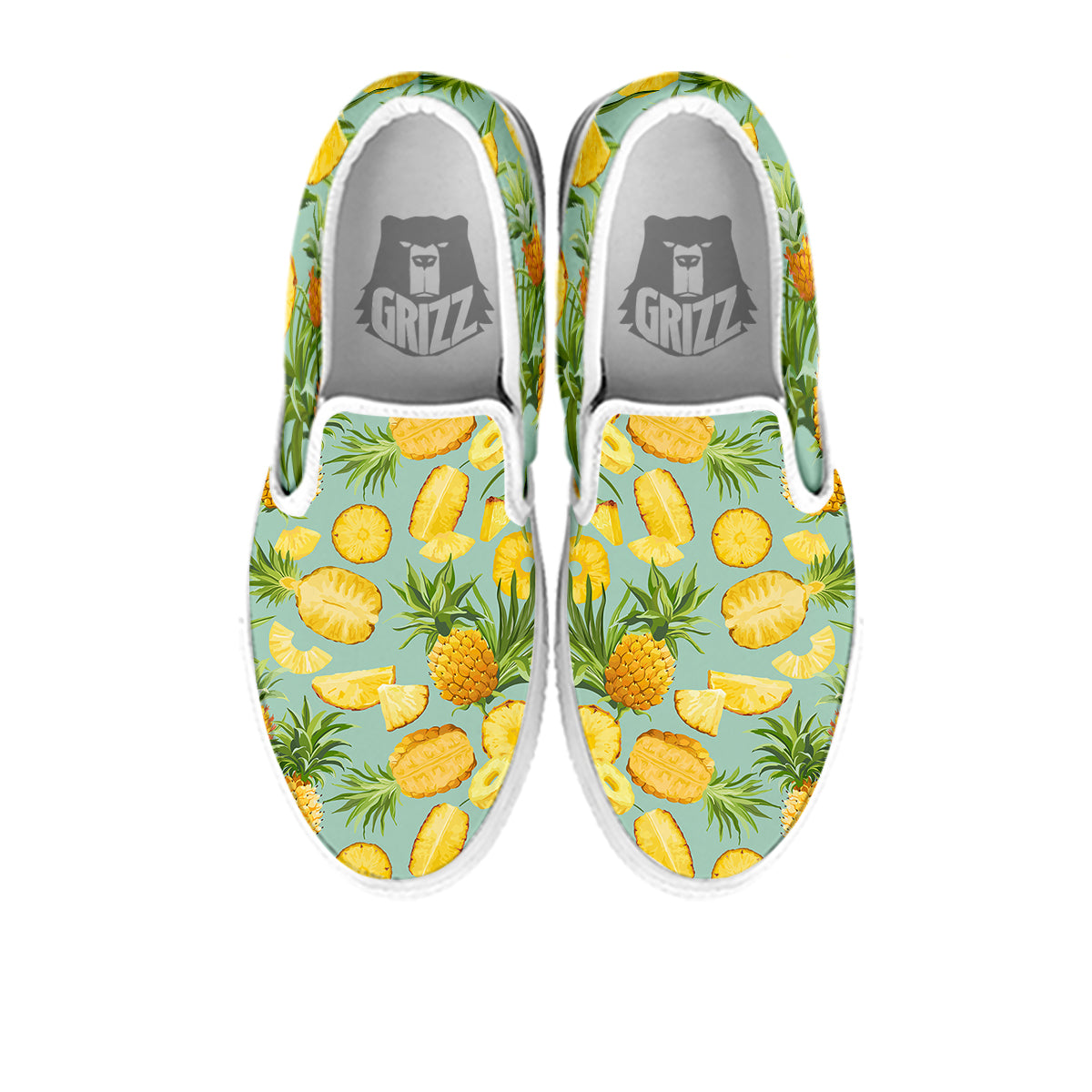Pineapple Watercolor Print Pattern White Slip On Shoes-grizzshop