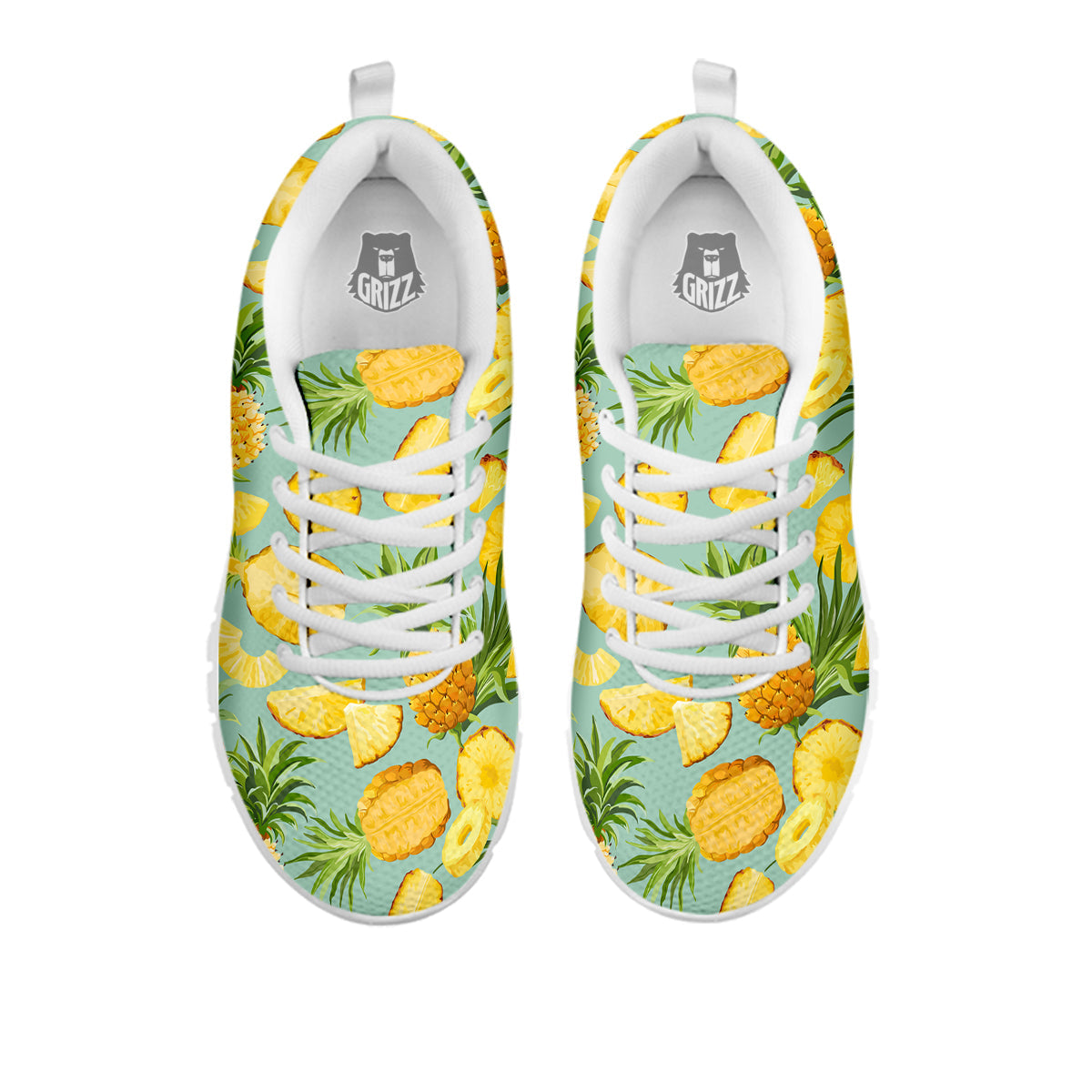 Pineapple Watercolor Print Pattern White Sneaker-grizzshop