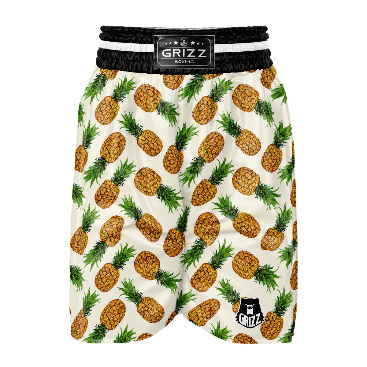 Pineapple White Print Pattern Boxing Shorts-grizzshop