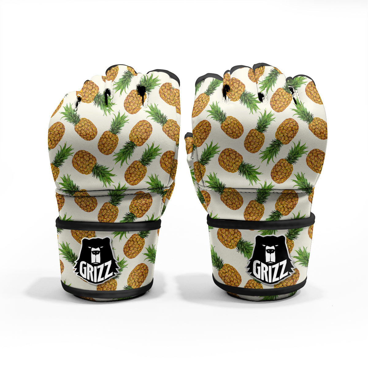 Pineapple White Print Pattern MMA Gloves-grizzshop