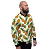 Pineapple White Print Pattern Men's Bomber Jacket-grizzshop