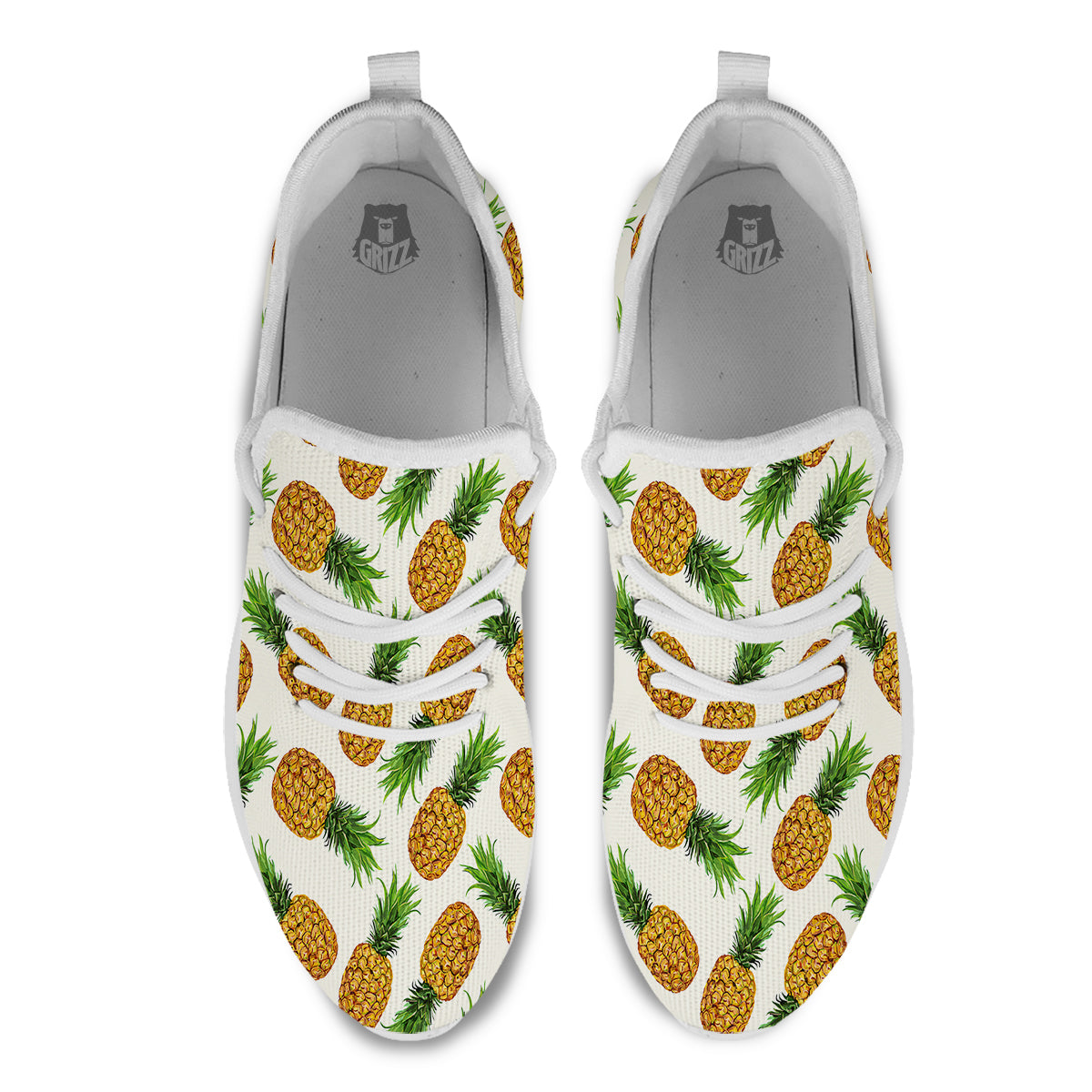 Pineapple White Print Pattern White Athletic Shoes-grizzshop