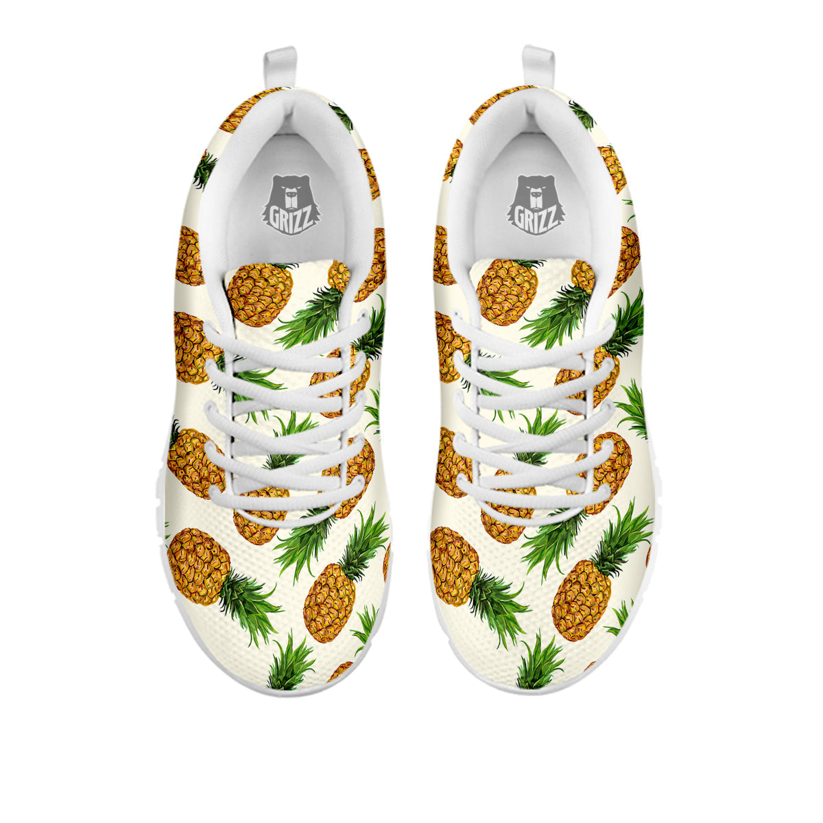 Pineapple White Print Pattern White Sneaker-grizzshop