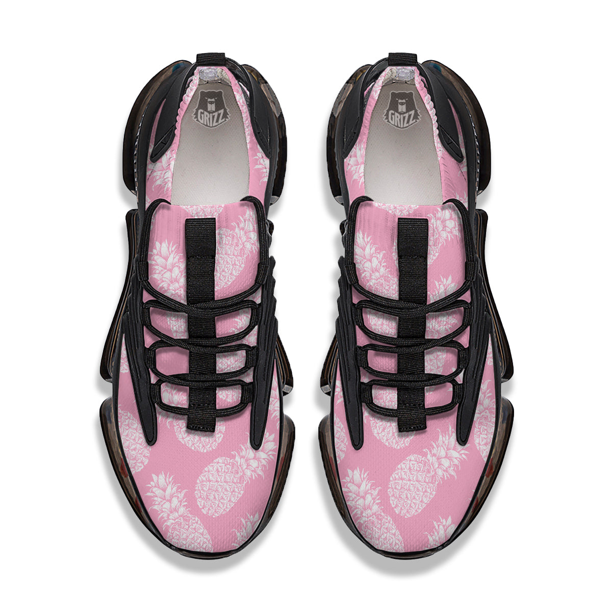 Pineapple White Summer Pink Print Pattern Black Gym Shoes-grizzshop