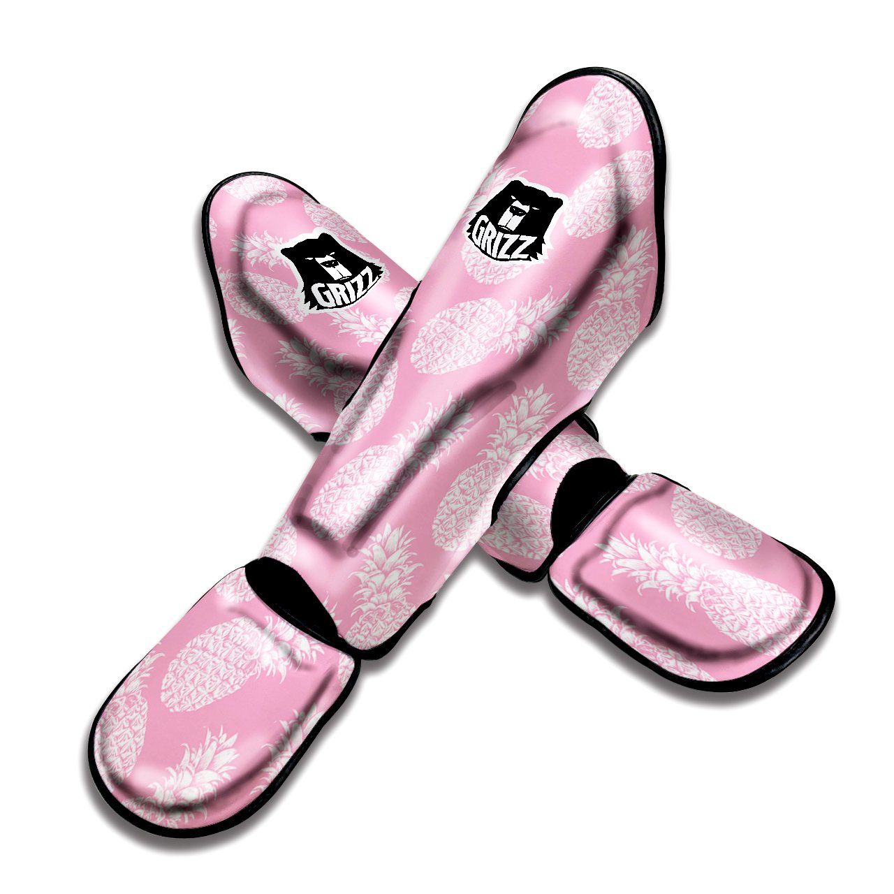 Pineapple White Summer Pink Print Pattern Muay Thai Shin Guards-grizzshop