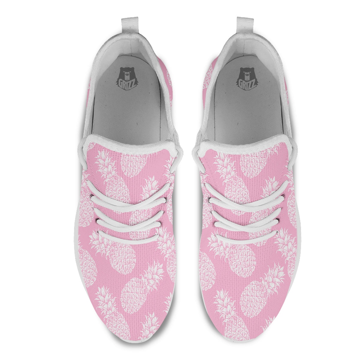 Pineapple White Summer Pink Print Pattern White Athletic Shoes-grizzshop