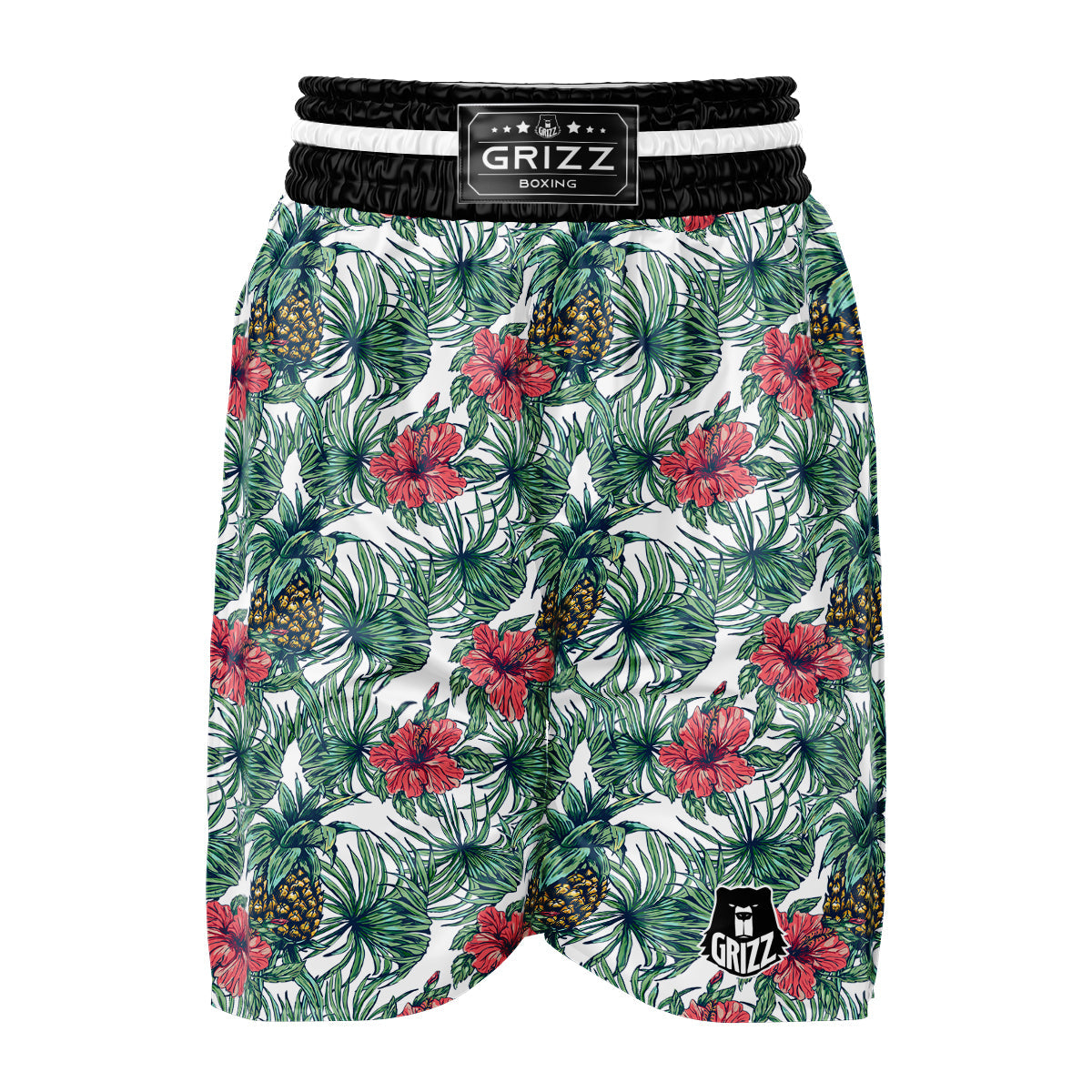 Pineapple White Tropical Print Pattern Boxing Shorts-grizzshop