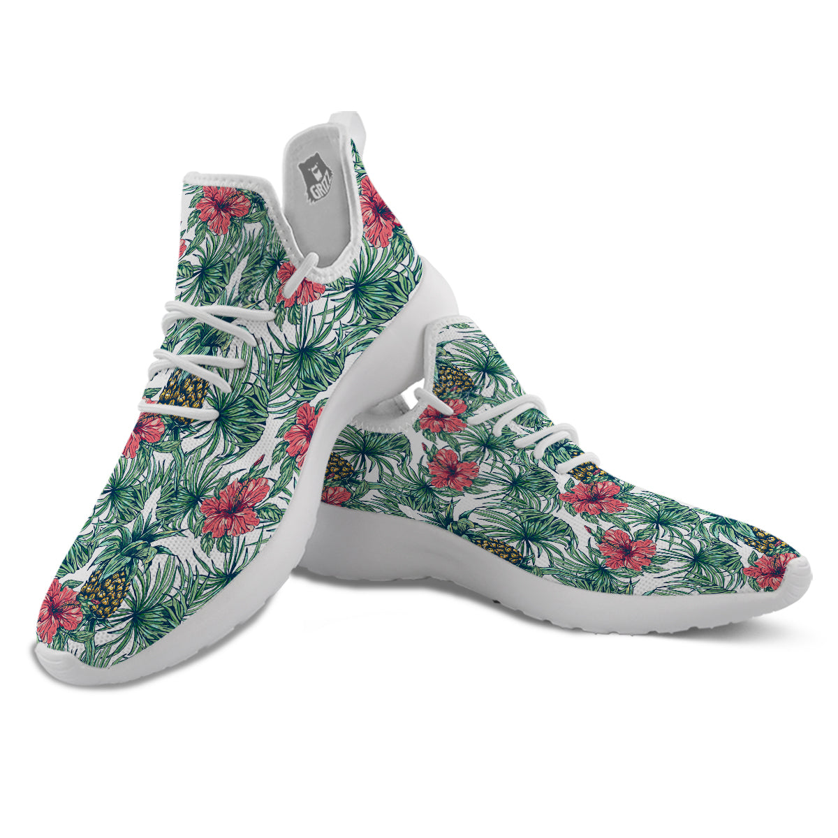 Pineapple White Tropical Print Pattern White Athletic Shoes-grizzshop