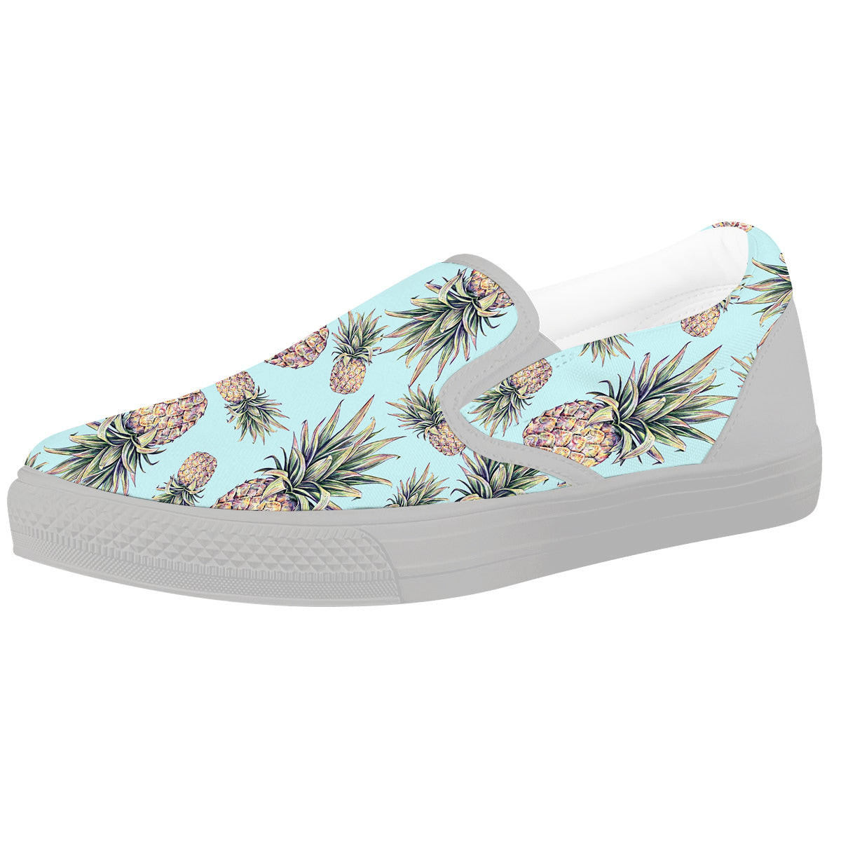 Pineapple White Watercolor Print Pattern White Slip On Shoes-grizzshop