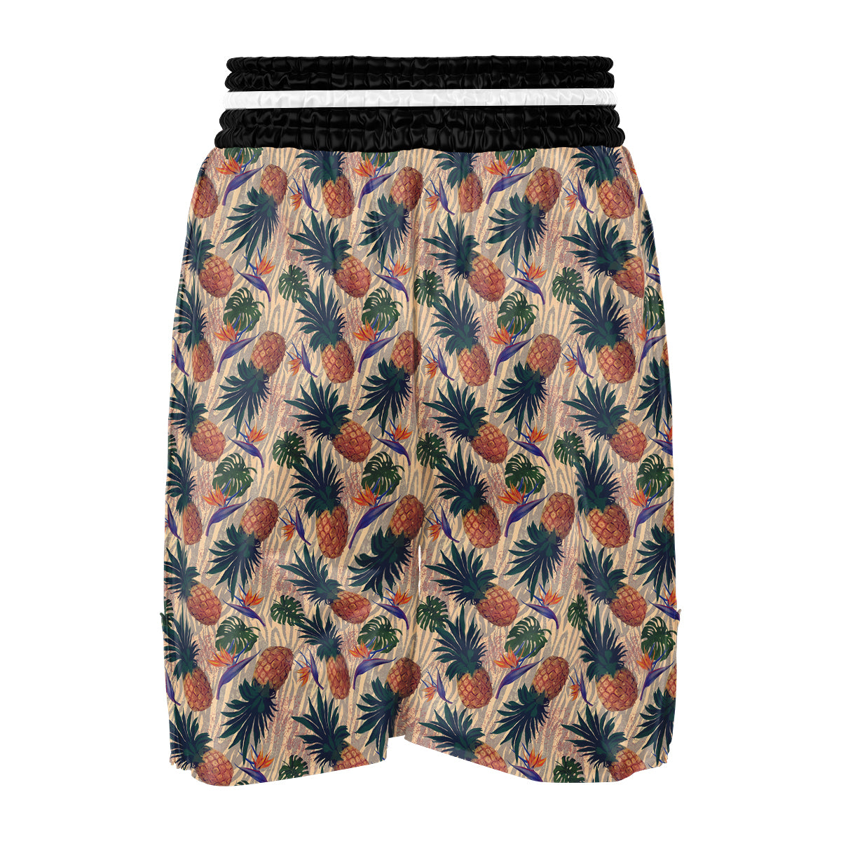 Pineapple Zebra Beige Print Pattern Boxing Shorts-grizzshop