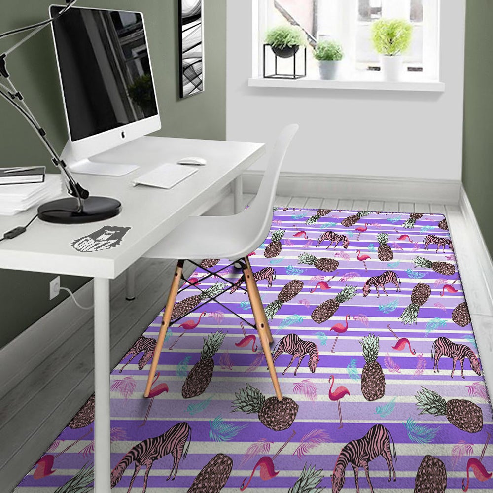 Pineapple Zebra Vintage Print Pattern Floor Mat-grizzshop