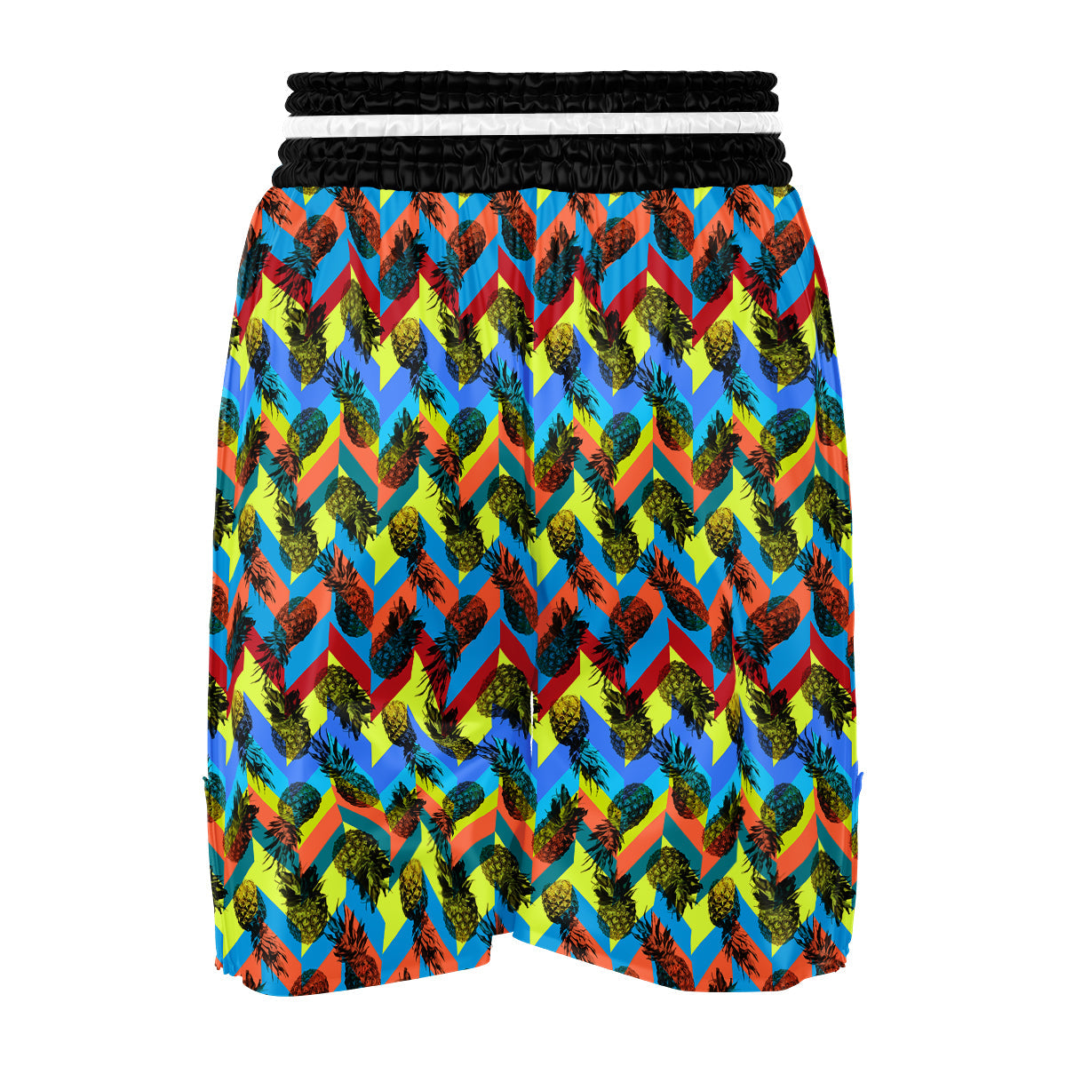 Pineapple Zigzag Print Pattern Boxing Shorts-grizzshop