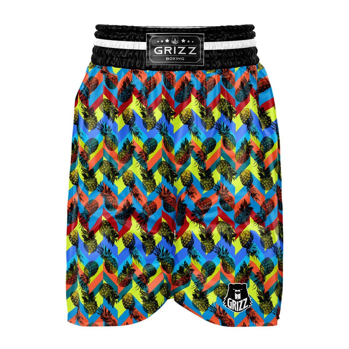 Pineapple Zigzag Print Pattern Boxing Shorts-grizzshop