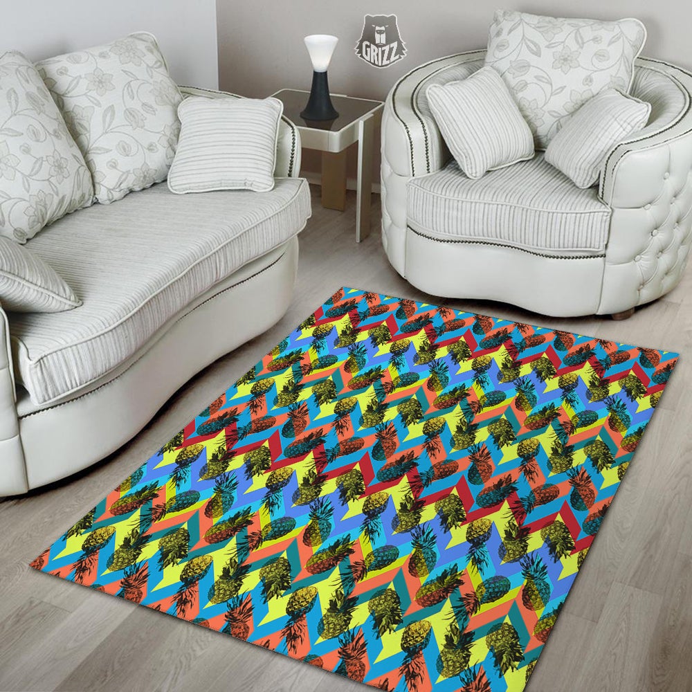 Pineapple Zigzag Print Pattern Floor Mat-grizzshop