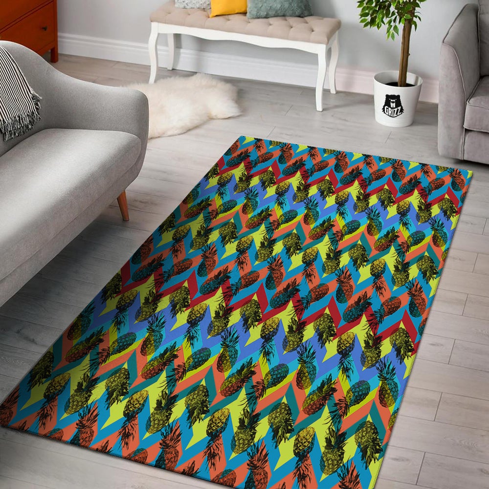 Pineapple Zigzag Print Pattern Floor Mat-grizzshop