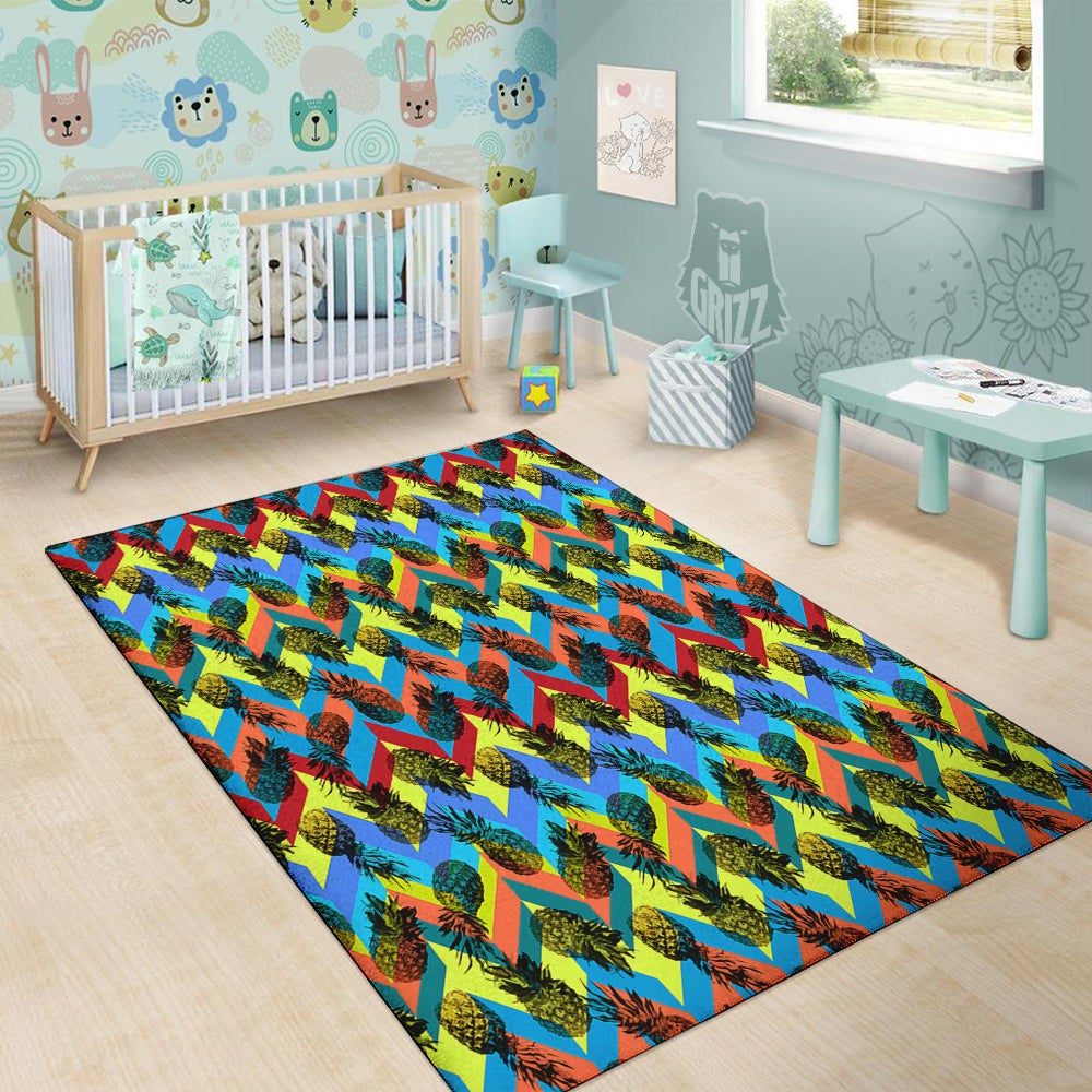 Pineapple Zigzag Print Pattern Floor Mat-grizzshop