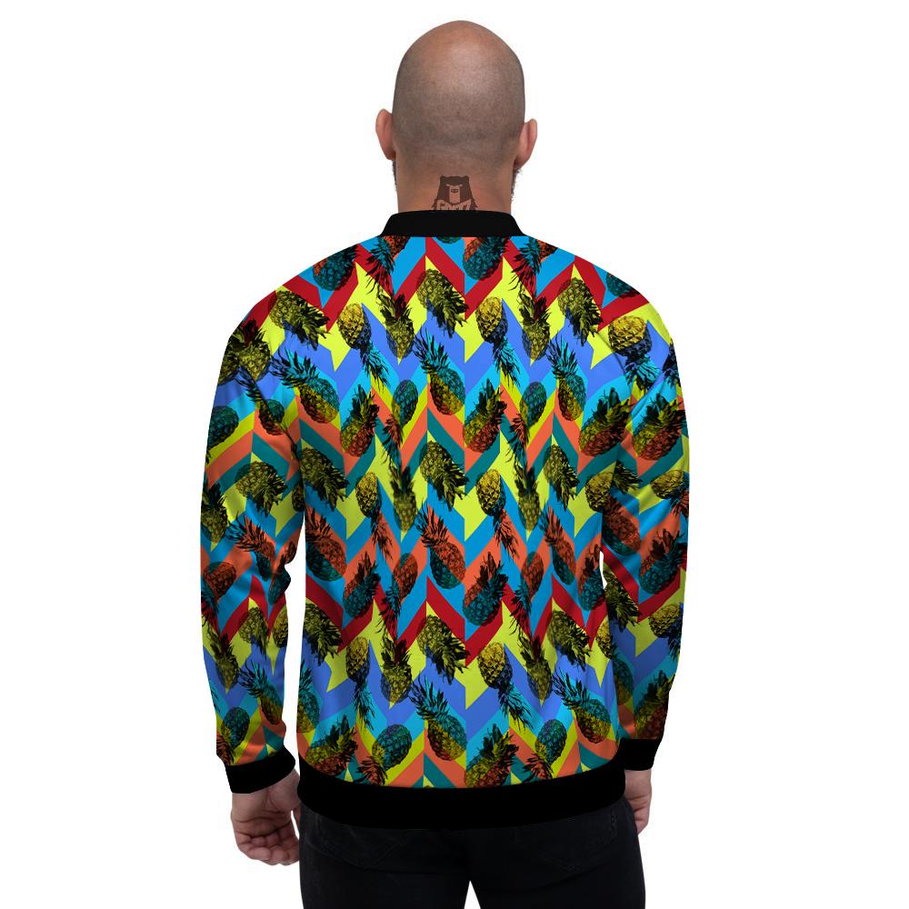Pineapple Zigzag Print Pattern Men's Bomber Jacket-grizzshop
