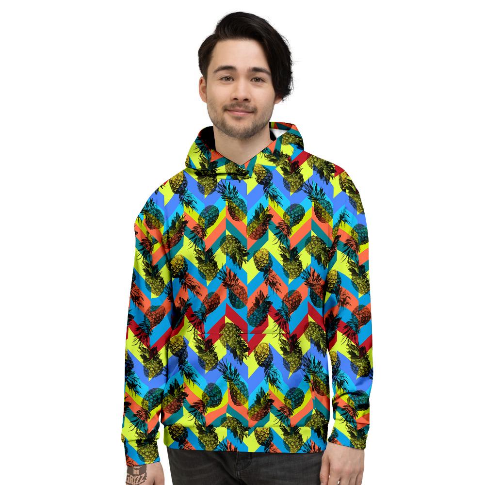 Pineapple Zigzag Print Pattern Men's Hoodie-grizzshop
