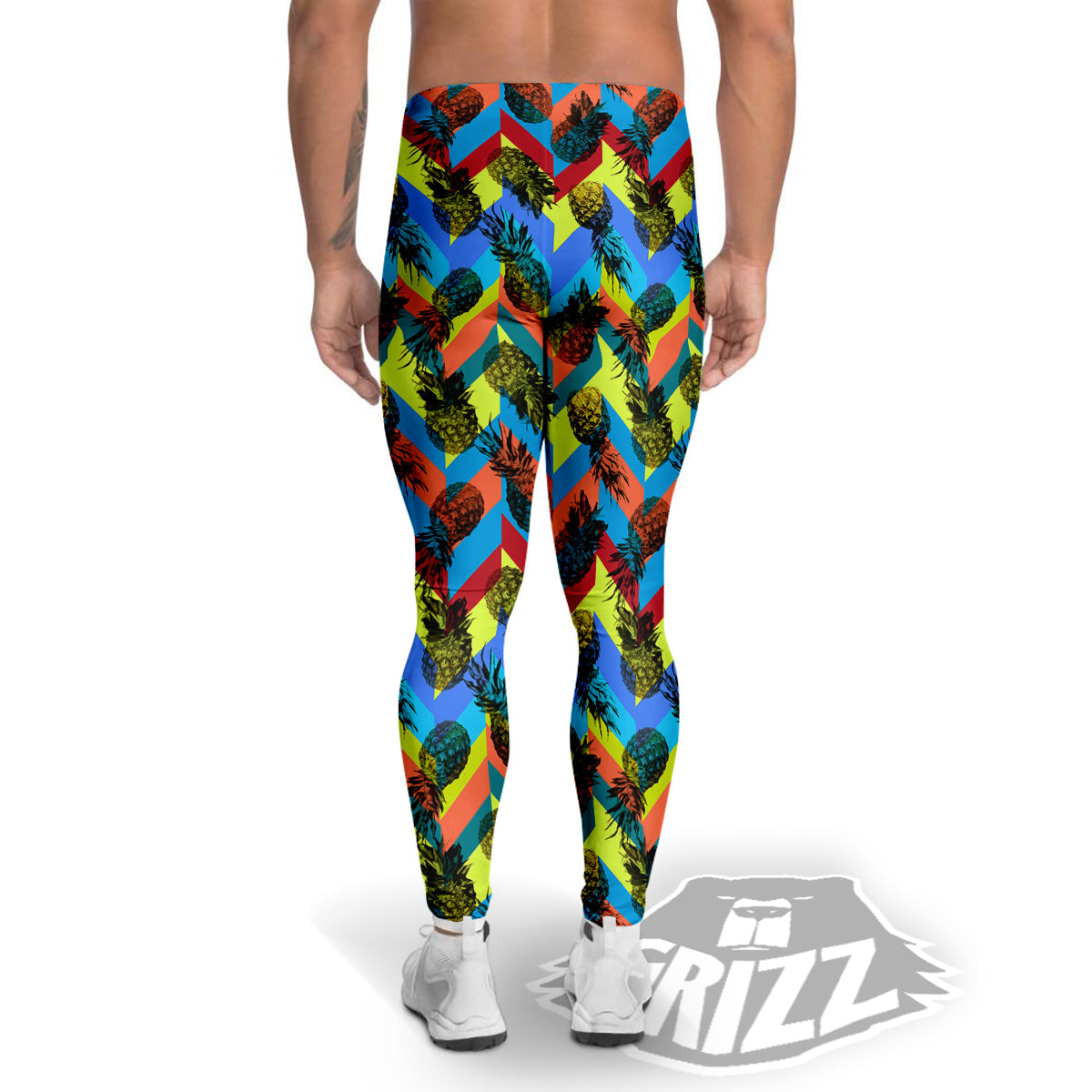 Pineapple Zigzag Print Pattern Men's Leggings-grizzshop