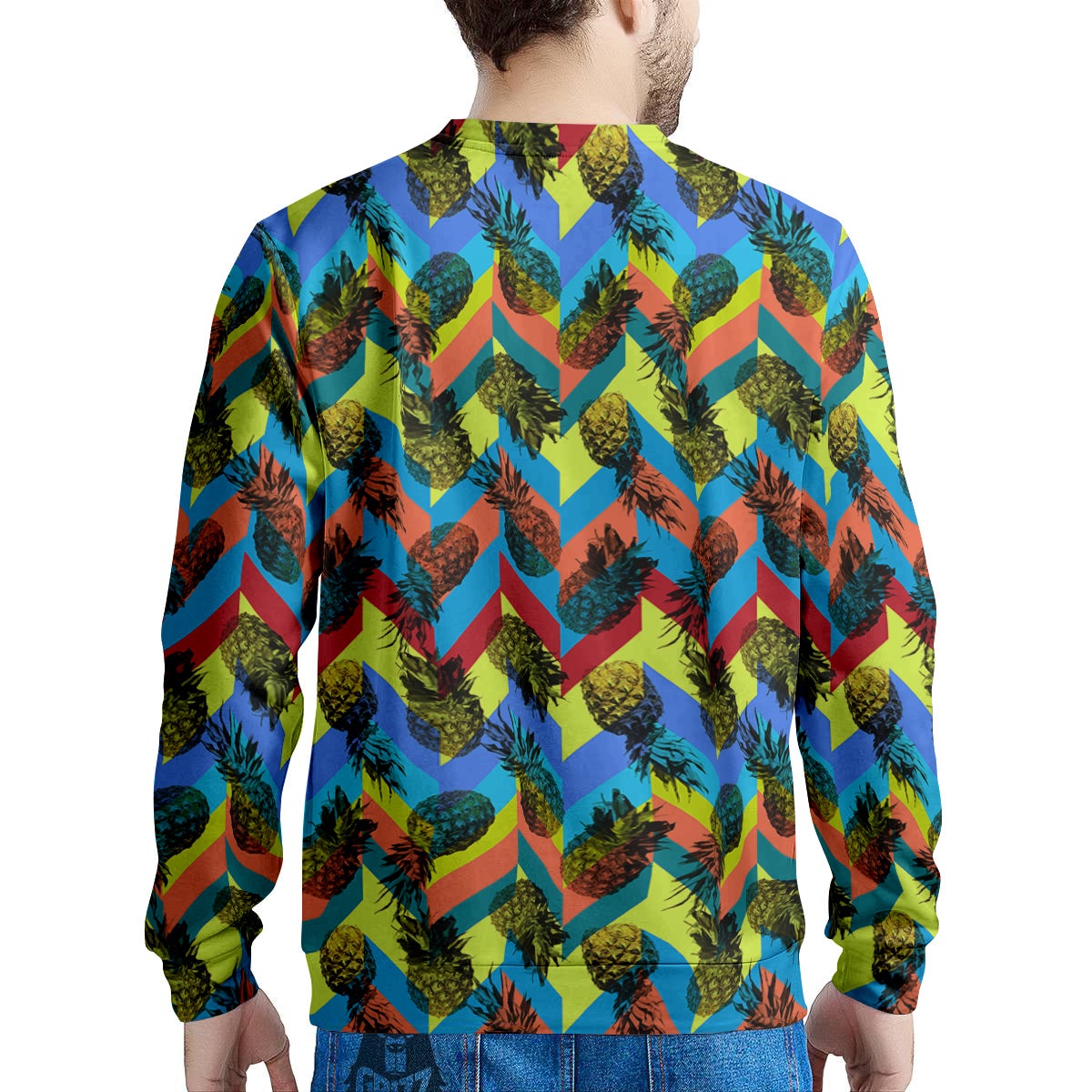 Pineapple Zigzag Print Pattern Men's Sweatshirt-grizzshop