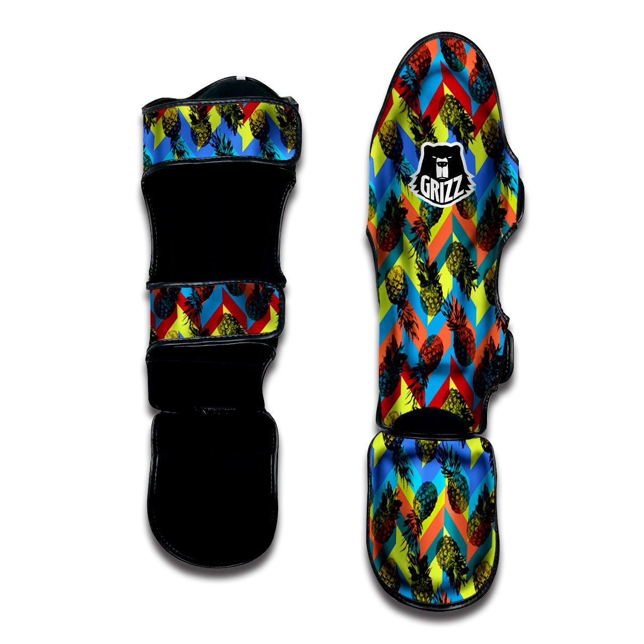 Pineapple Zigzag Print Pattern Muay Thai Shin Guards-grizzshop