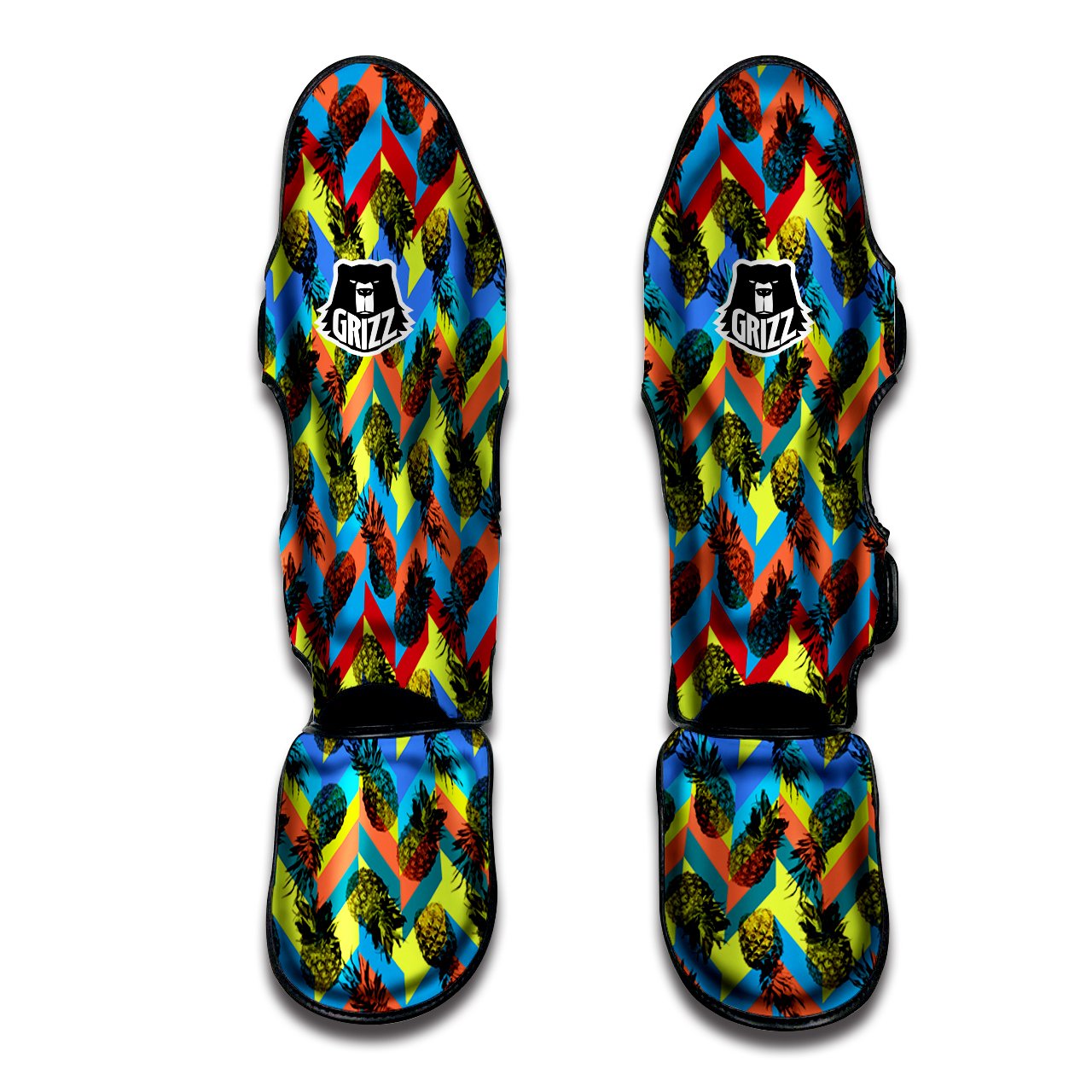 Pineapple Zigzag Print Pattern Muay Thai Shin Guards-grizzshop