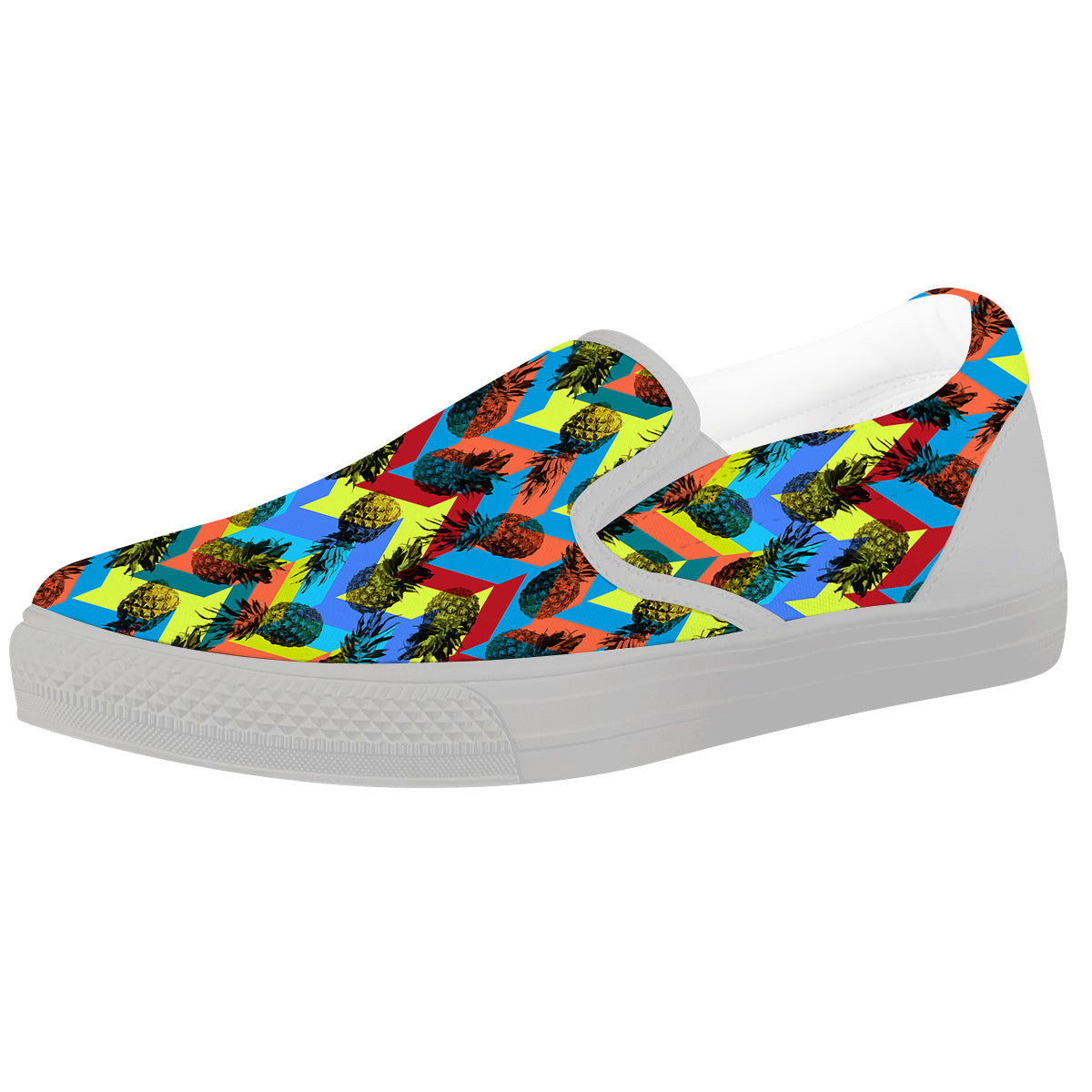 Pineapple Zigzag Print Pattern White Slip On Shoes-grizzshop