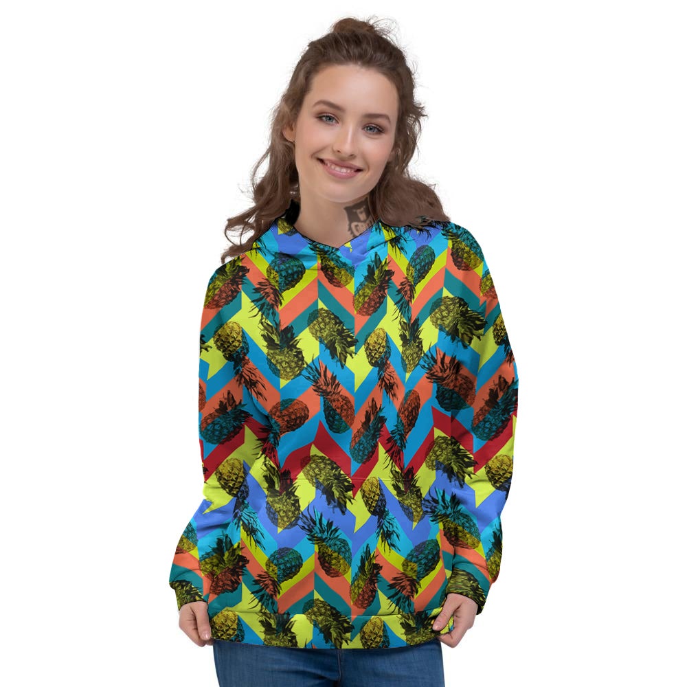 Pineapple Zigzag Print Pattern Women's Hoodie-grizzshop