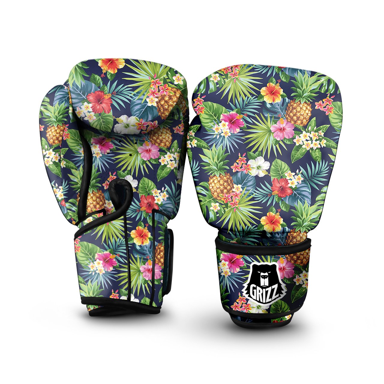 Pineapples Tropical Print Pattern Boxing Gloves-grizzshop