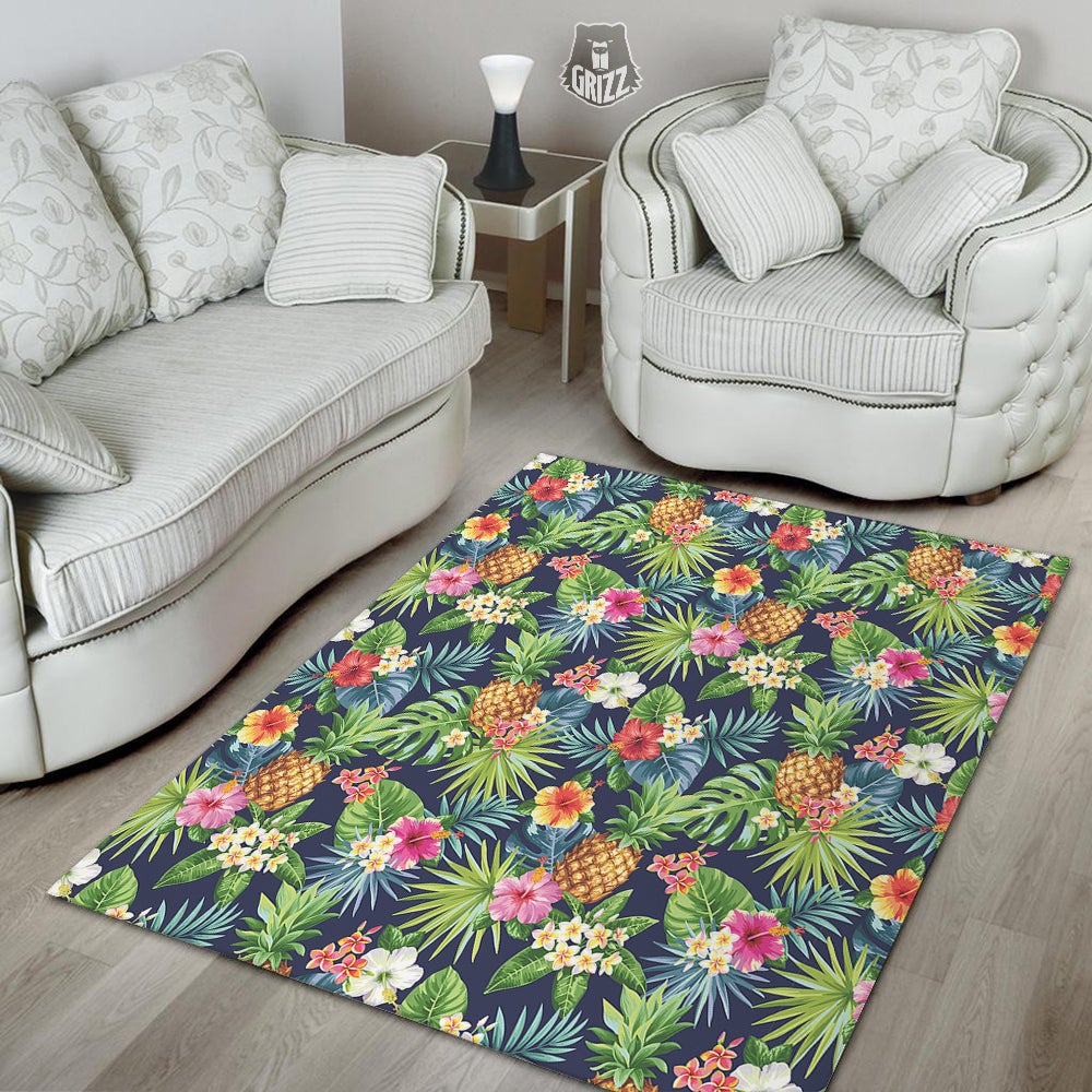 Pineapples Tropical Print Pattern Floor Mat-grizzshop