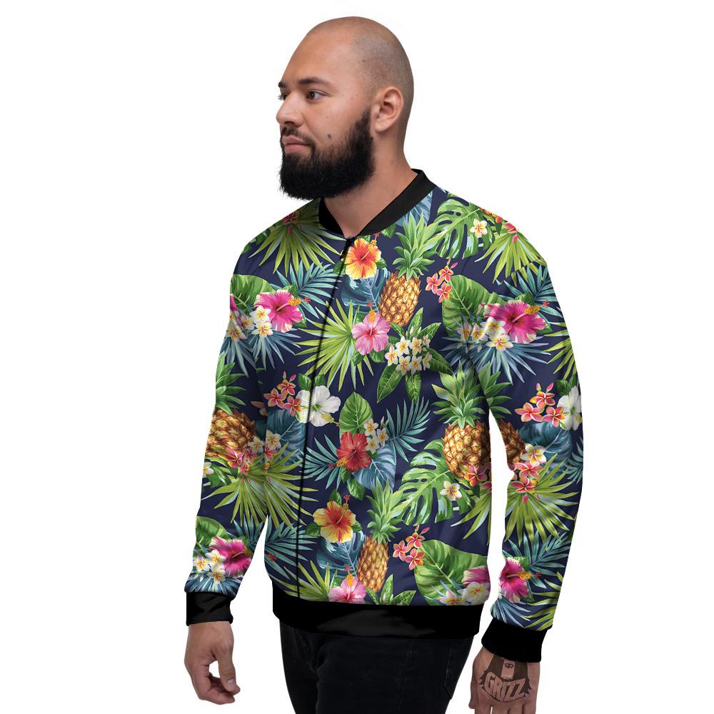 Pineapples Tropical Print Pattern Men's Bomber Jacket-grizzshop