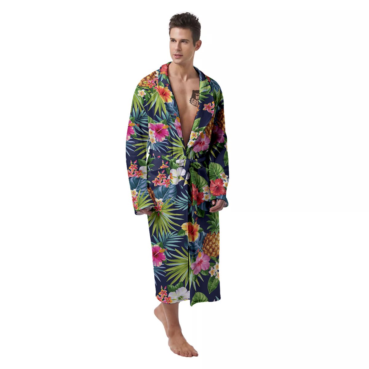 Pineapples Tropical Print Pattern Men's Robe-grizzshop