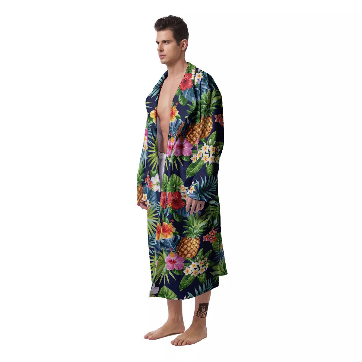 Pineapples Tropical Print Pattern Men's Robe-grizzshop