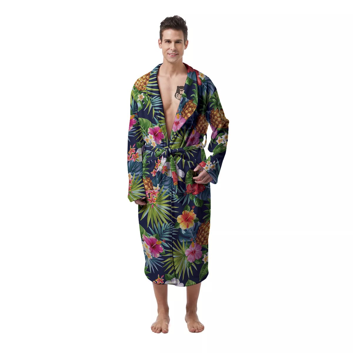Pineapples Tropical Print Pattern Men's Robe-grizzshop