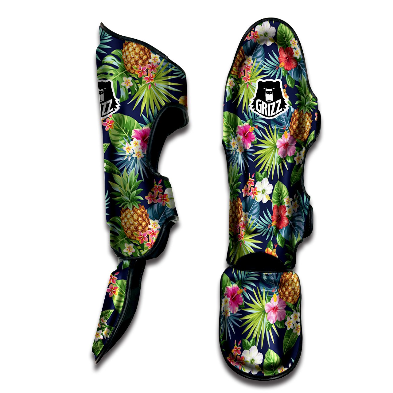 Pineapples Tropical Print Pattern Muay Thai Shin Guards-grizzshop