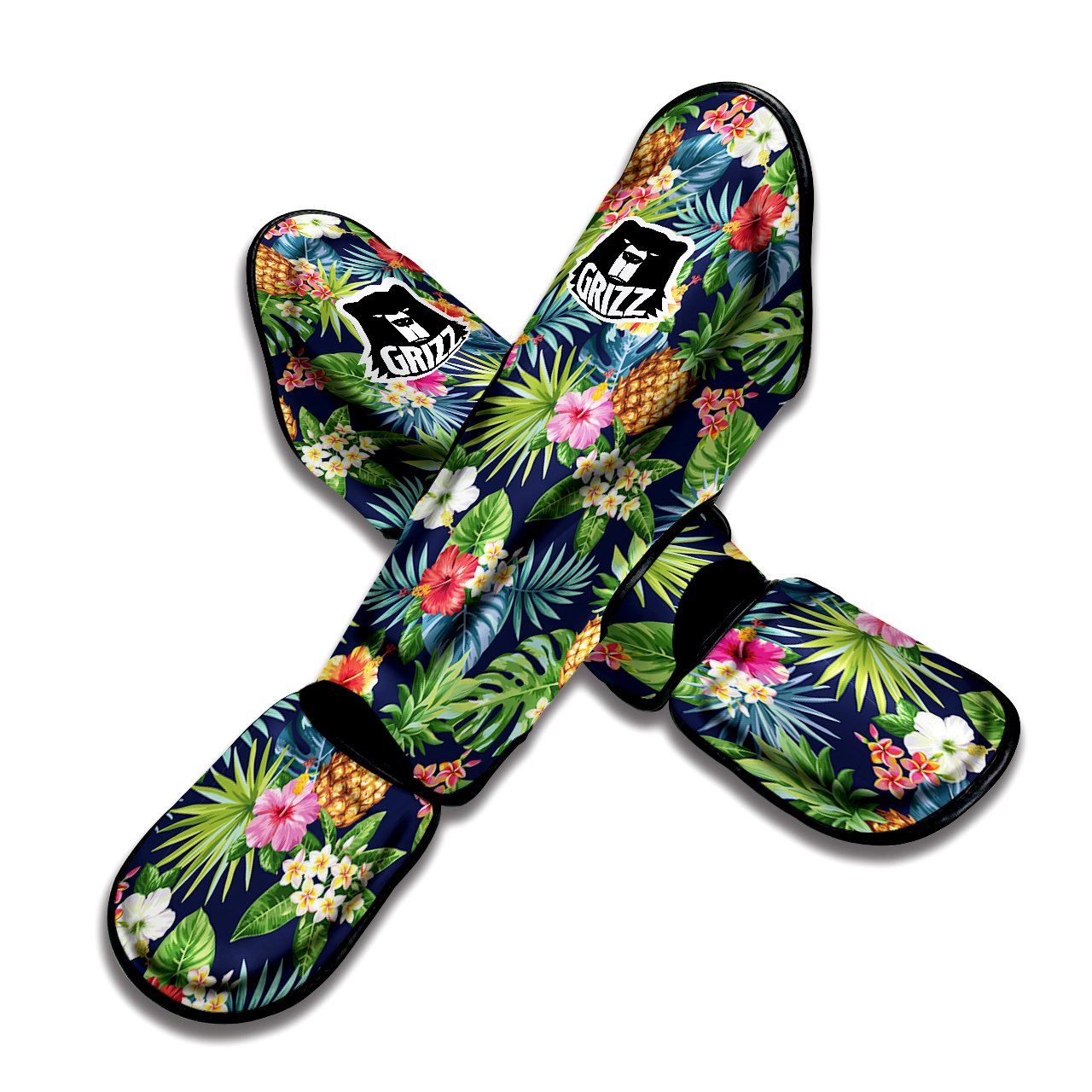 Pineapples Tropical Print Pattern Muay Thai Shin Guards-grizzshop