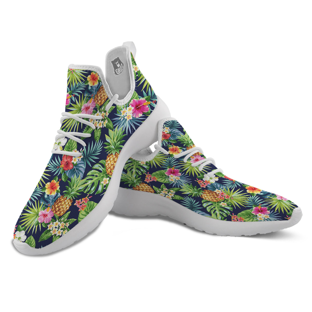 Pineapples Tropical Print Pattern White Athletic Shoes-grizzshop