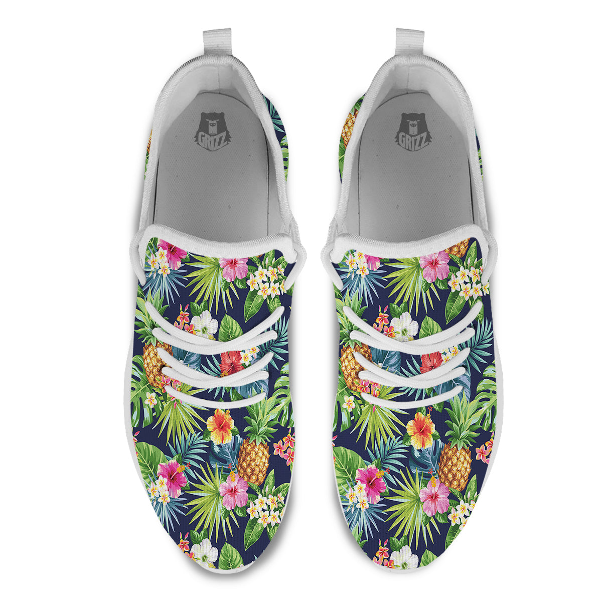 Pineapples Tropical Print Pattern White Athletic Shoes-grizzshop