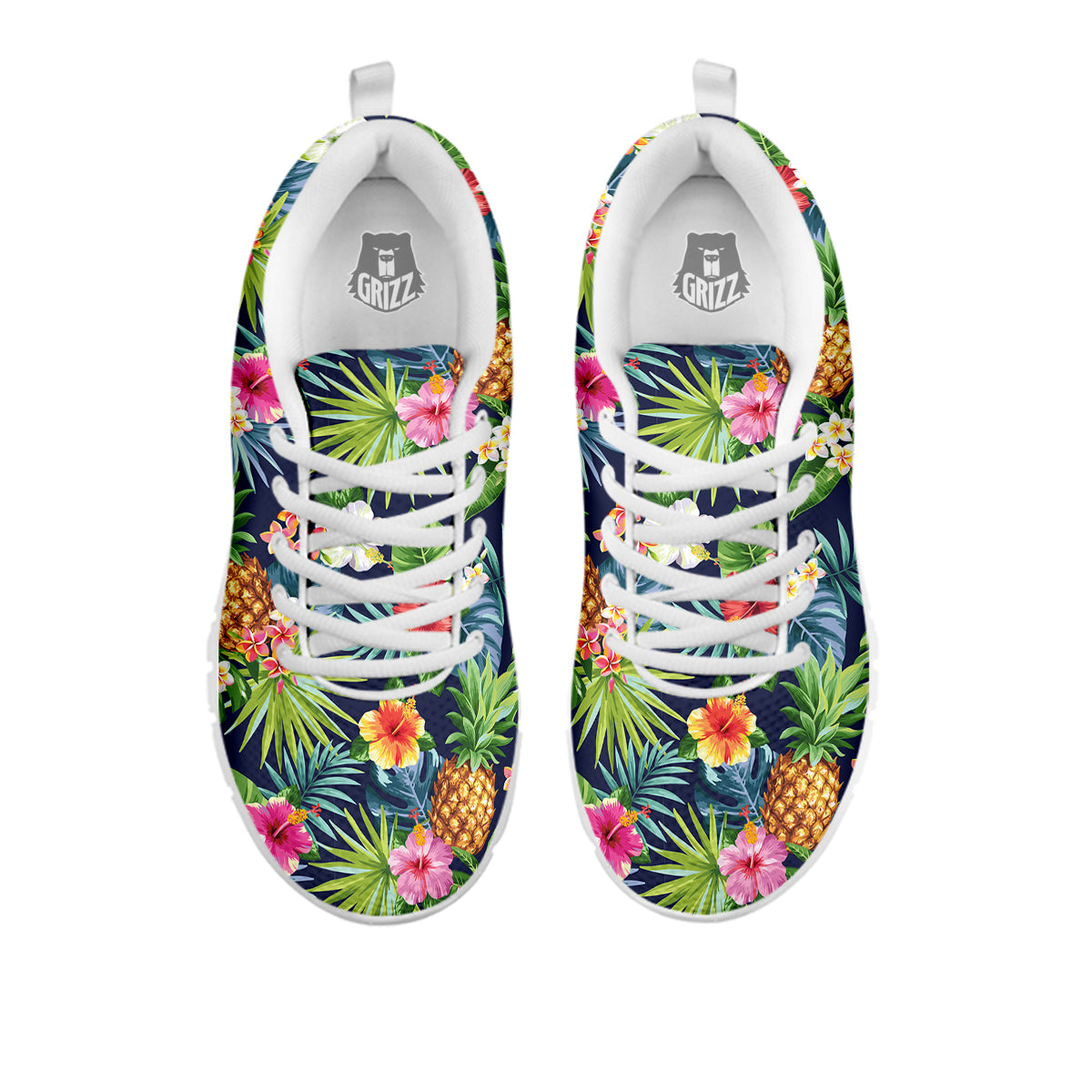Pineapples Tropical Print Pattern White Sneaker-grizzshop