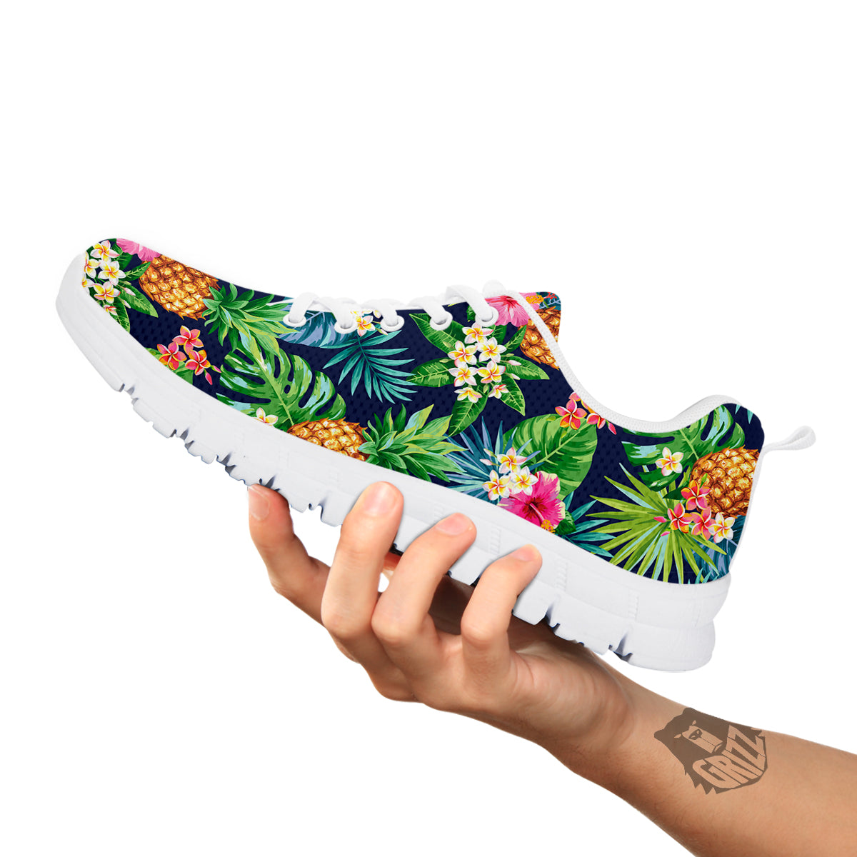 Pineapples Tropical Print Pattern White Sneaker-grizzshop