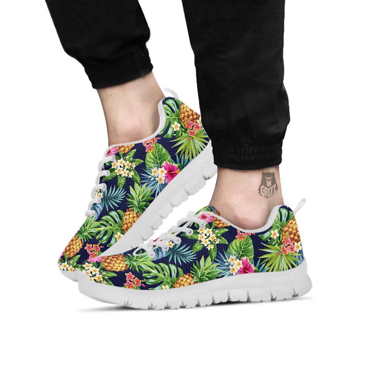 Pineapples Tropical Print Pattern White Sneaker-grizzshop
