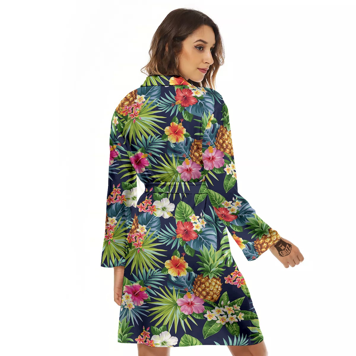 Pineapples Tropical Print Pattern Women's Robe-grizzshop