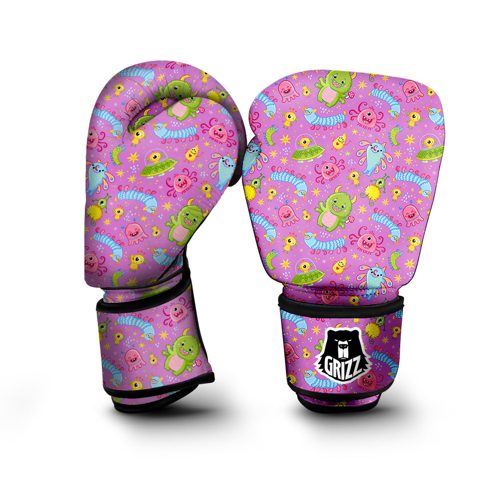 Pink Alien And Cute Monsters Print Pattern Boxing Gloves-grizzshop