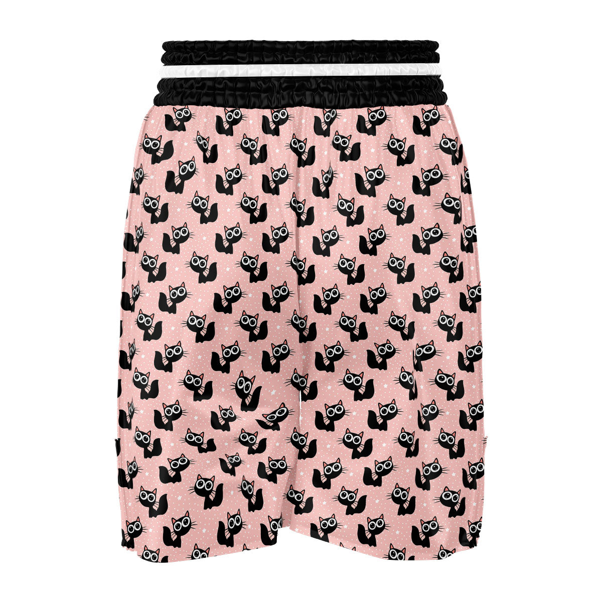 Pink And Black Cat Print Pattern Boxing Shorts-grizzshop
