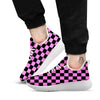 Pink And Black Checkered Print Pattern White Athletic Shoes-grizzshop