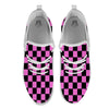 Pink And Black Checkered Print Pattern White Athletic Shoes-grizzshop